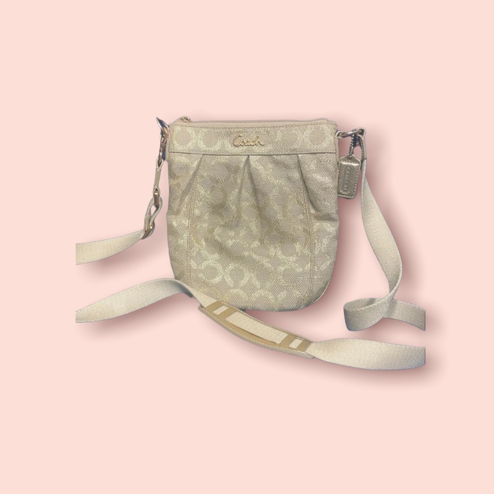 Coach 42516 Parker‎ Signature Canvas Swing pack Beige/Gold Purse Crossbody Bag